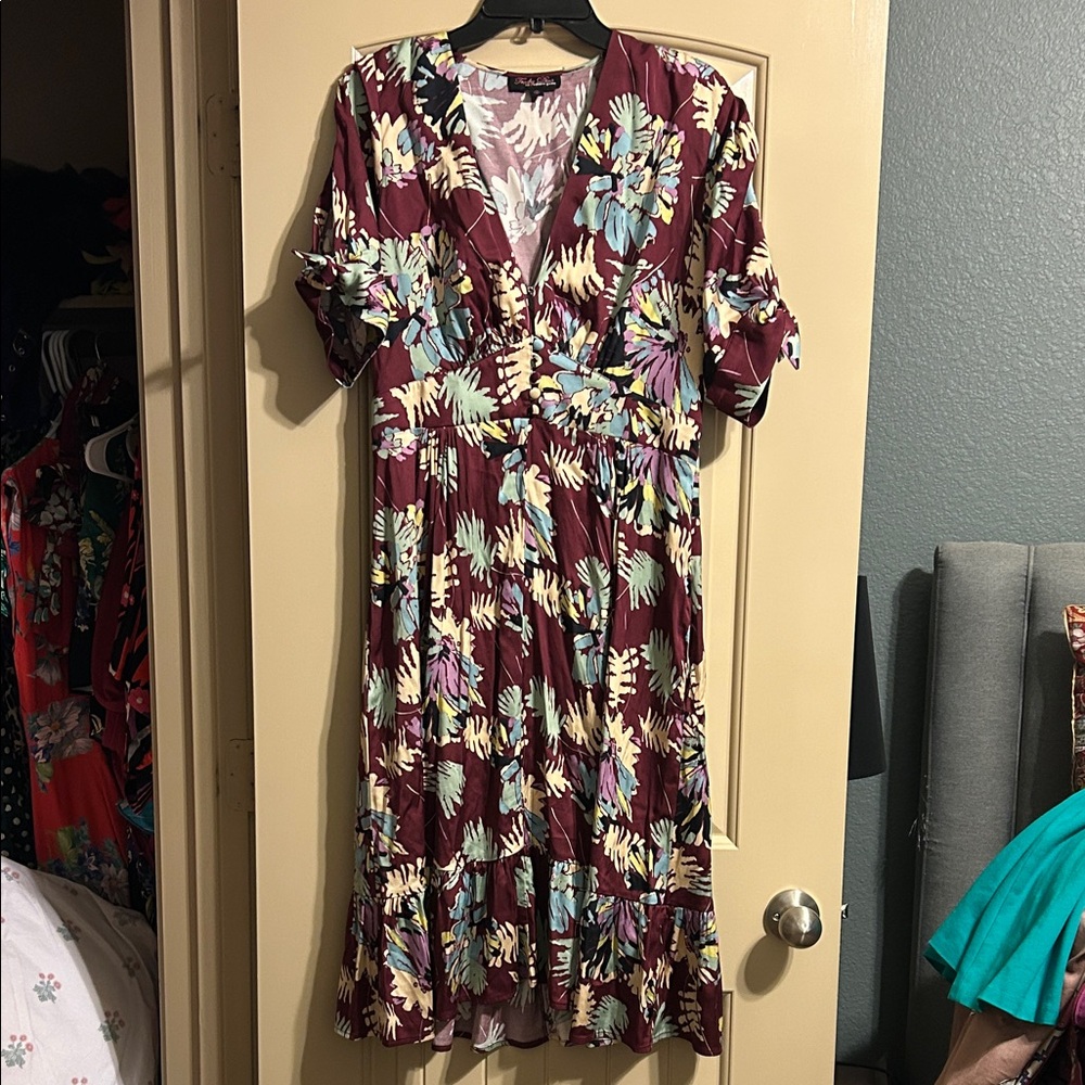 Trashy Diva Burgundy Floral Midi Dress